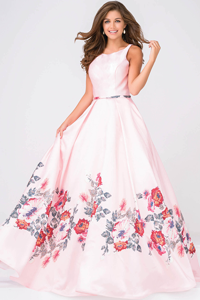  Pink Multi Sleeveless Pleated Prom Ballgown JVN49478