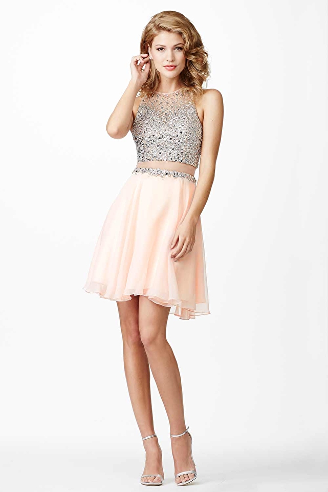 Pink Chiffon Short Dress JVN27600