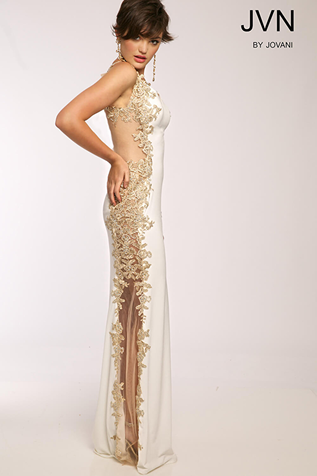 White Long Jersey Gown JVN99392