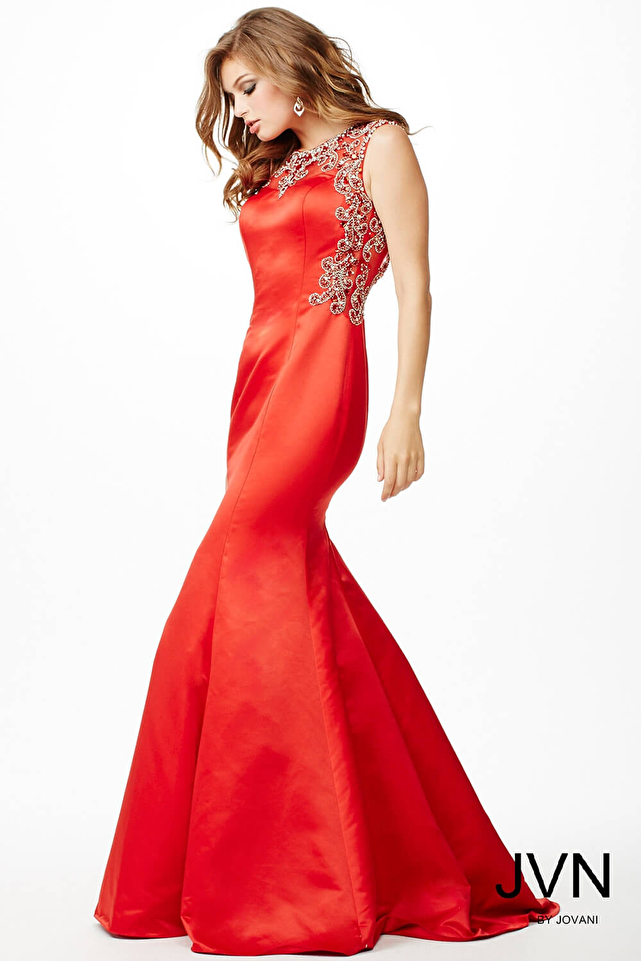 Red Mermaid Sleeveless Dress JVN20427