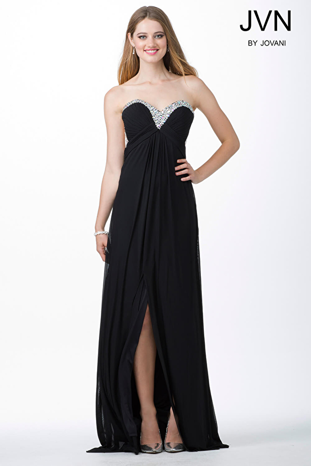 Black Open Back Prom Dress JVN20570