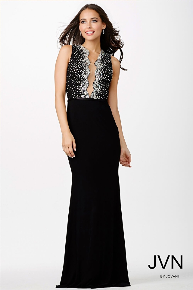 Black Crystal Embellished Dress JVN22449