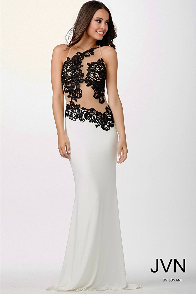 White Dress With Black Detailing JVN22529