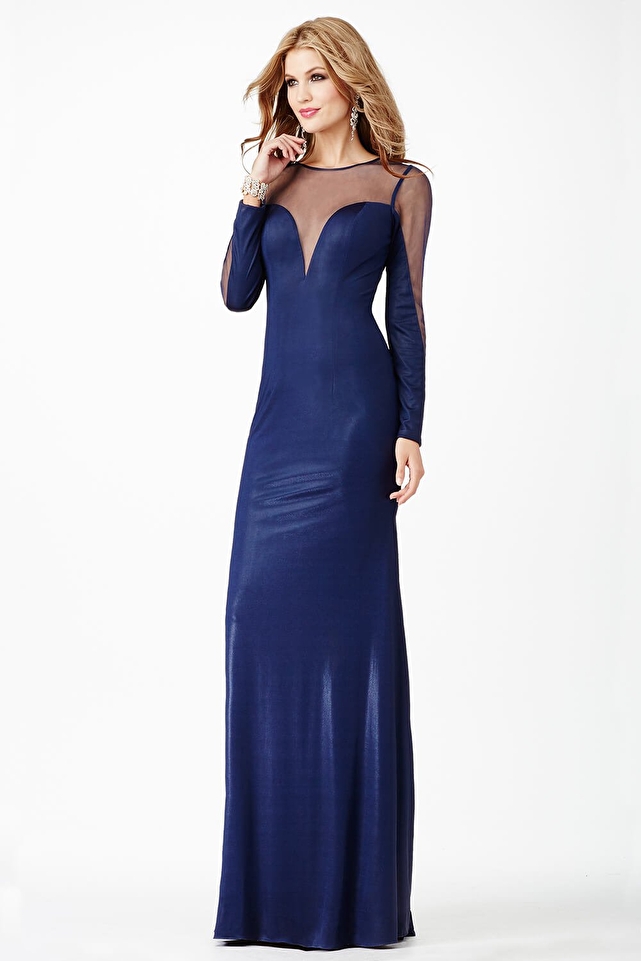 Blue Long Sleeve Prom Dress JVN23077