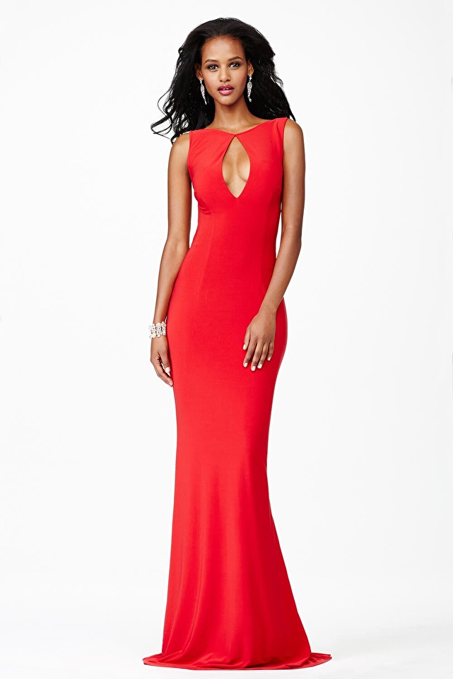 Red Sleeveless Fitted Dress JVN25409