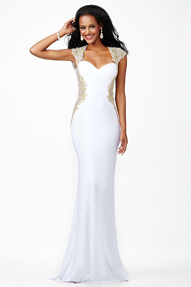 White Jersey Prom Dress JVN25411