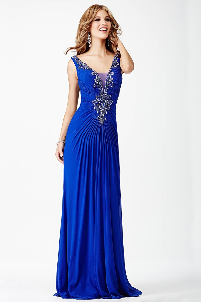 Blue Ruched Prom Dress JVN26975