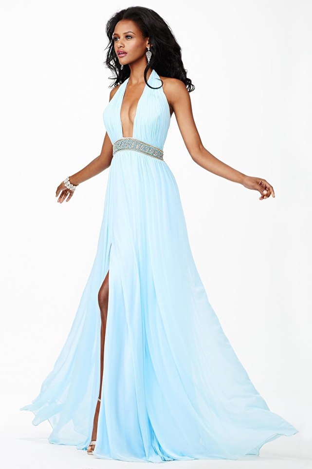 Blue Chiffon Prom Dress JVN27594