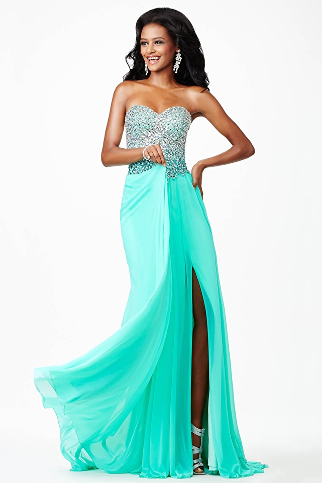 Green Strapless Prom Dress JVN27611