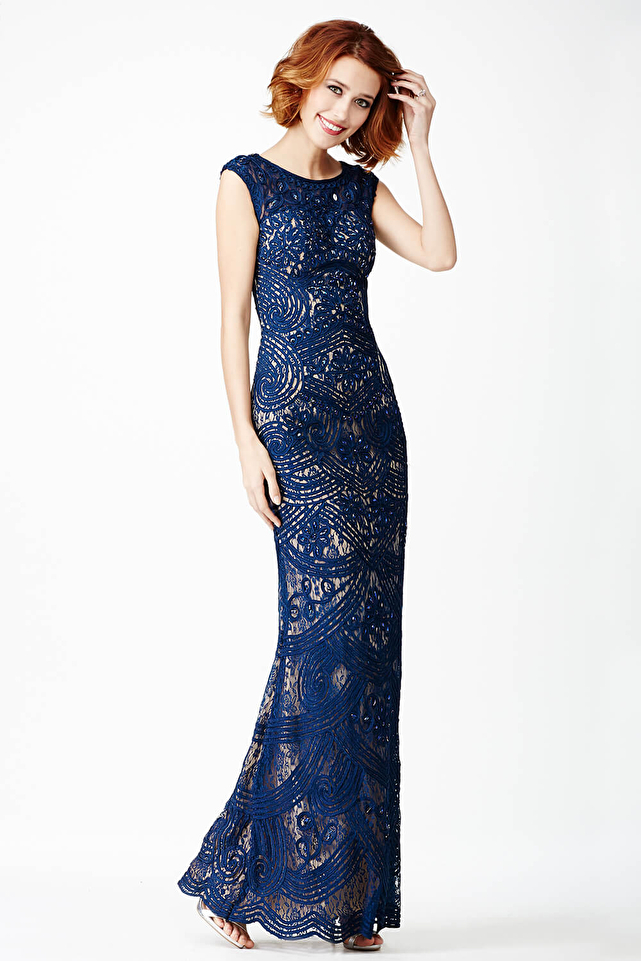 Blue Lace Prom Dress JVN27626