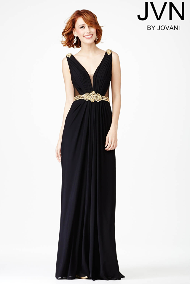 Black Embellished Prom Dress JVN31410