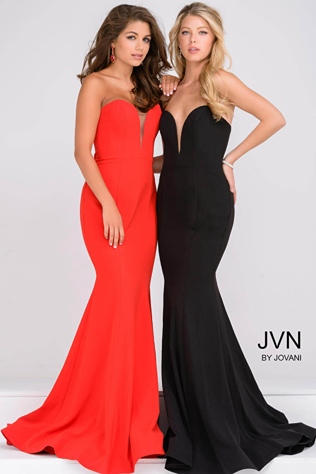 Red and Black sweetheart Neck Mermaid Prom Dress JVN31607