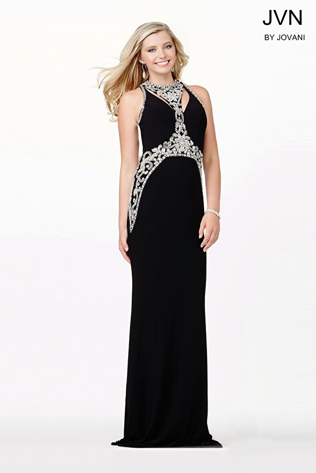Black Sleeveless Embellished Dress JVN33755