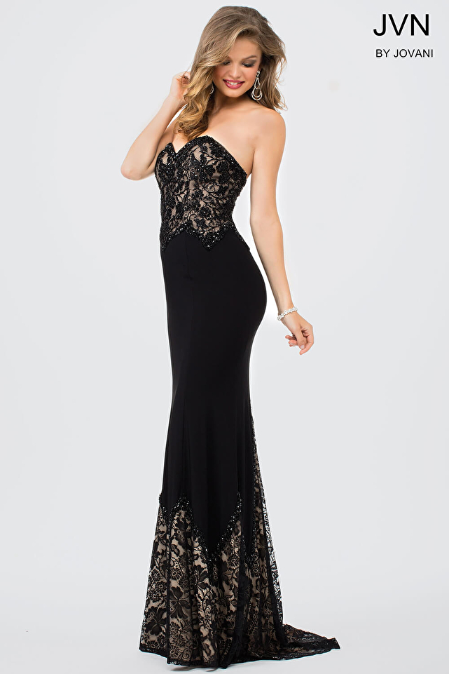 Black Strapless Jersey Dress JVN36762