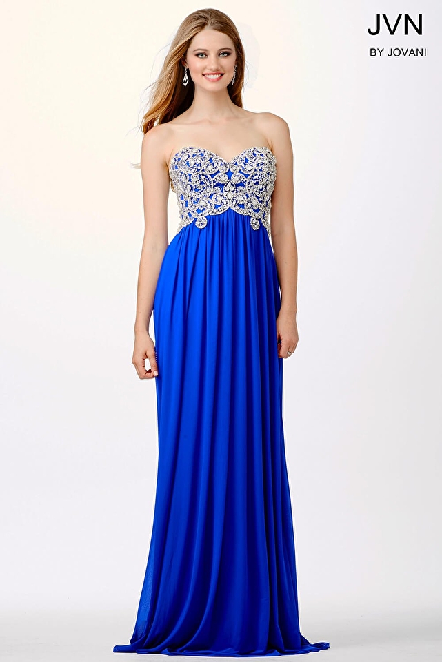Blue Empire Waist Prom Dress JVN36850