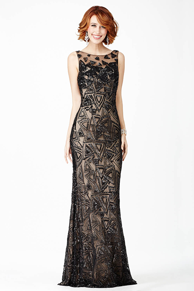 Black Sequin Embellished Prom Dress JVN37558