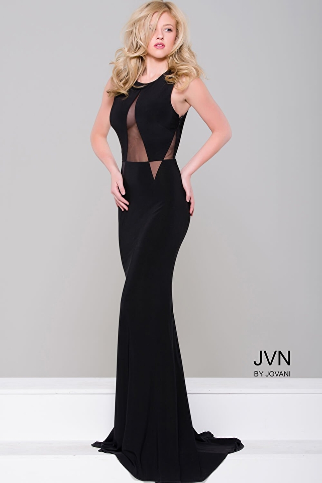 Black Simple Jersey Fitted Dress JVN41863