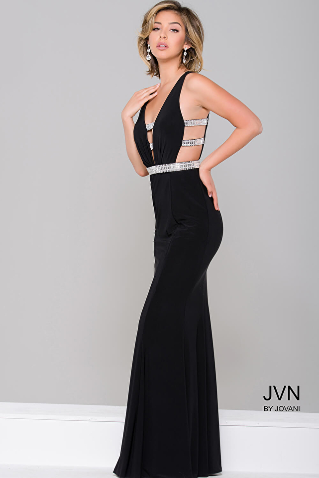 Black Cut out Sleeveless Jersey Dress JVN45578