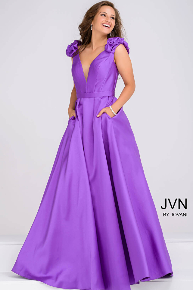 Lilac Mikado Long A Line Bridesmaid Dress JVN88999