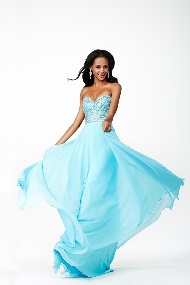 Blue Chiffon Prom Dress JVN98311