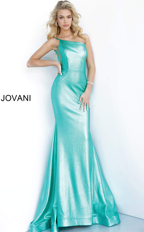 JVN 02136 green prom dress