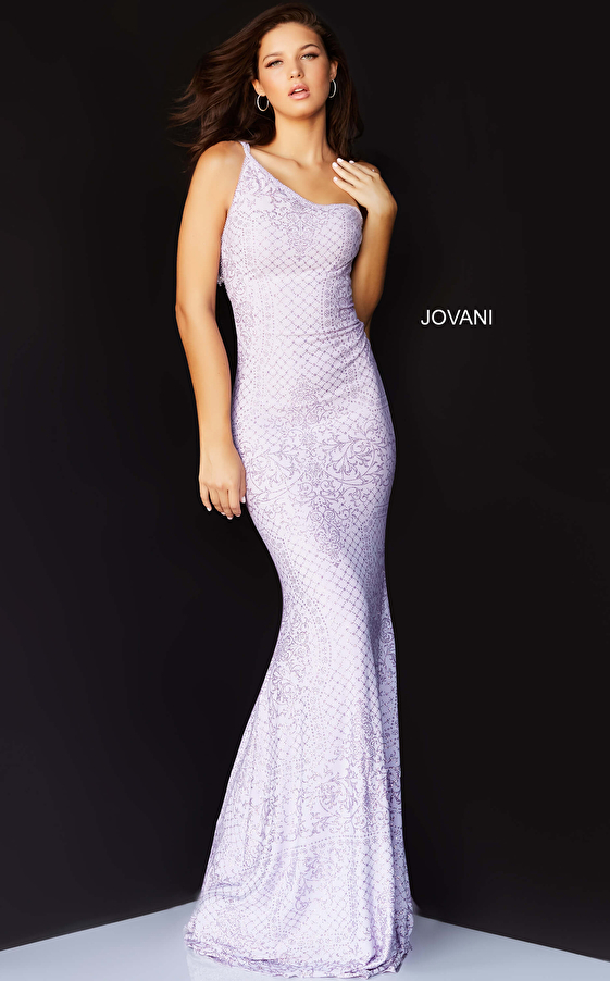 Jvn06734 Lilac One shoulder Bodycon Jersey Prom Dress