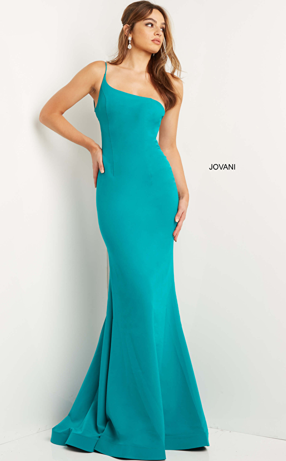 Jvn08327 Jade One Shoulder Simple Prom Dress