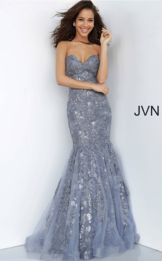 JVN00874 Grey Sweetheart Neckline Mermaid Prom Dress 