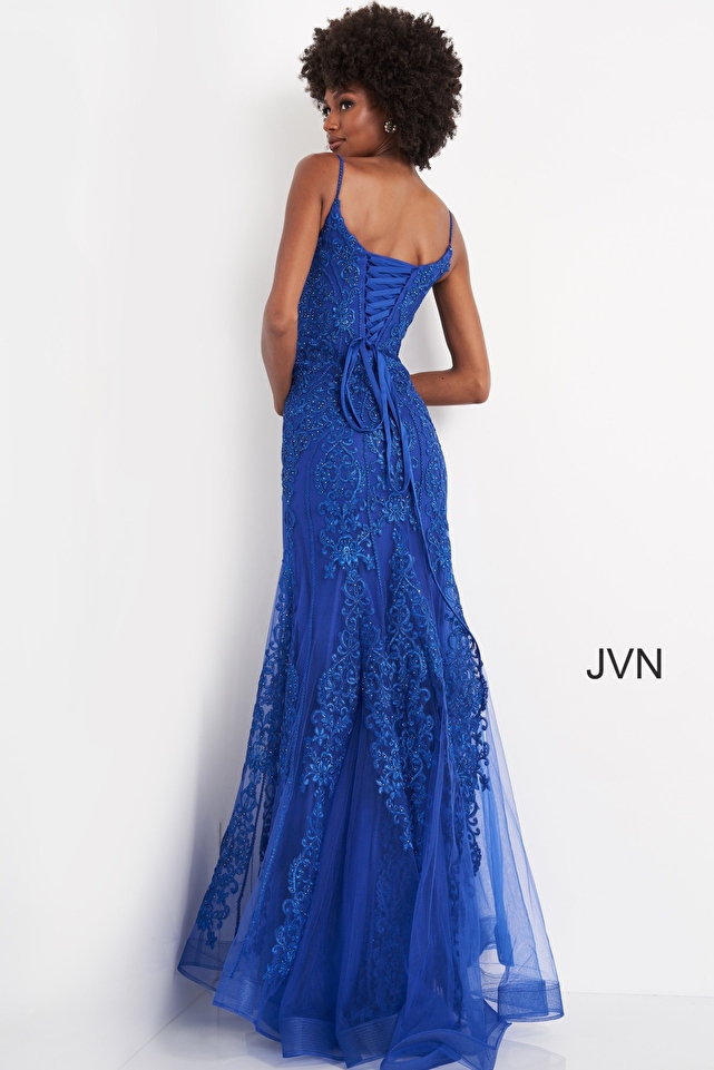 JVN02012 | Embellished Lace Embroidery Sheath Prom Dress