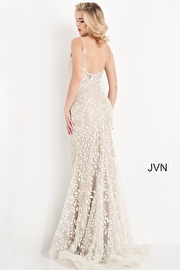 JVN06472 | Champagne Long Fitted Spaghetti Strap Prom Dress