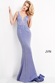 JVN06505 | Perriwinkle Long Fitted Sweeping Train Prom Dress