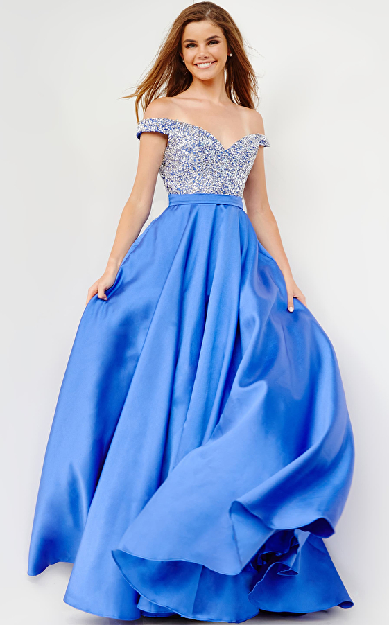 JVN08474 Royall Off the Shoulder A Line Prom Gown
