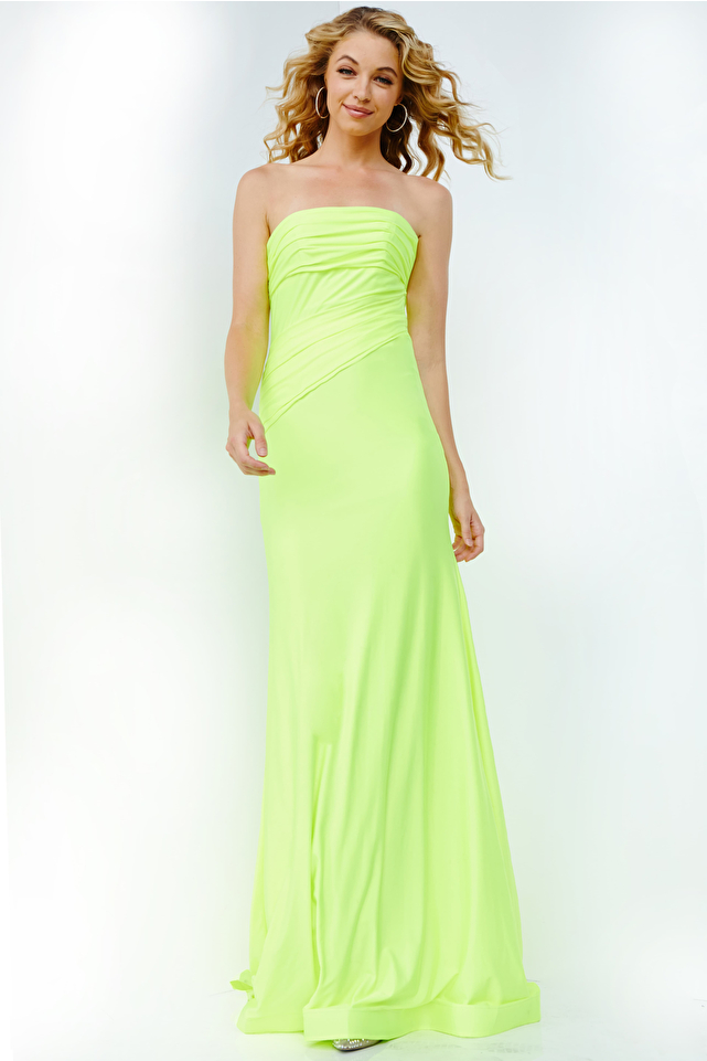 JVN09027 Lime Fitted Strapless Simple Prom Dress