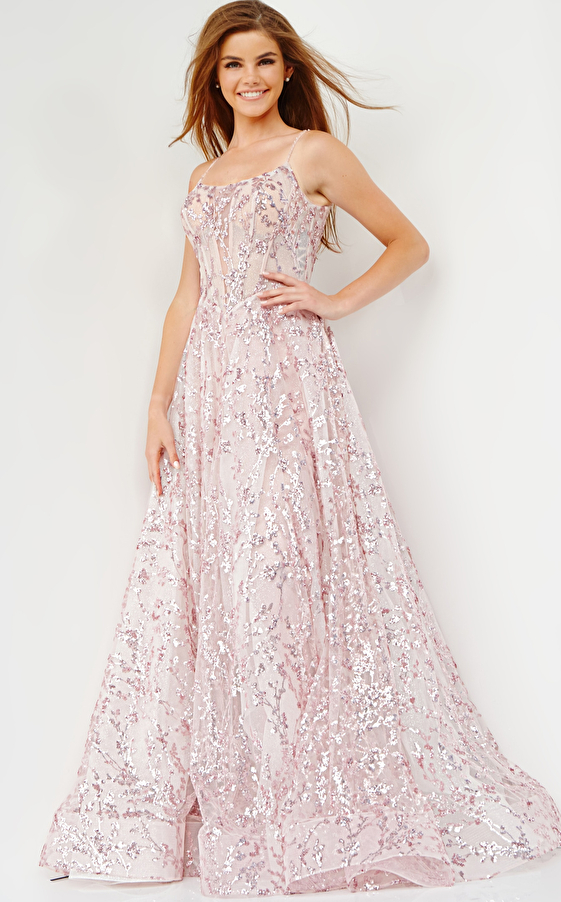 JVN22356 Blush Embellished A Line Prom Gown