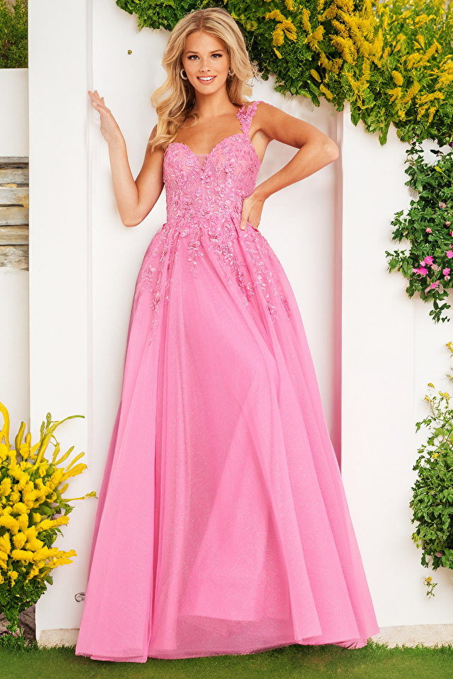 Fuchsia Embroidered A Line Gown JVN25826