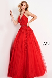 JVN3388 Dress | Pink Embroidered Floral Aline Prom Ballgown