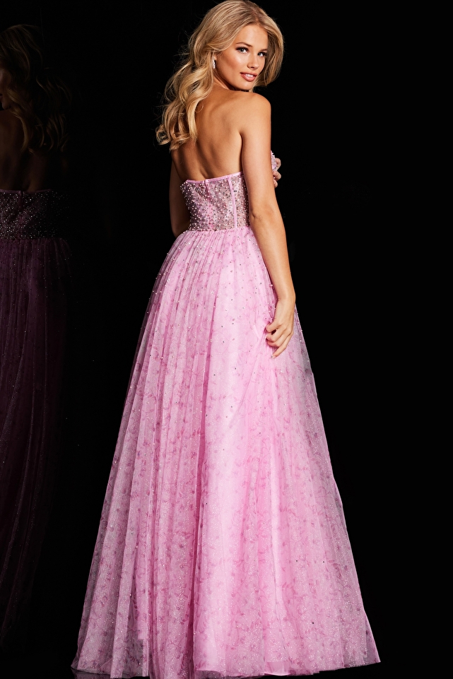Pink Embellished Tulle Dress JVN36477