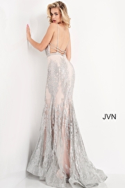 JVN3663 Dress|Mint embellished open tie back fitted prom dress