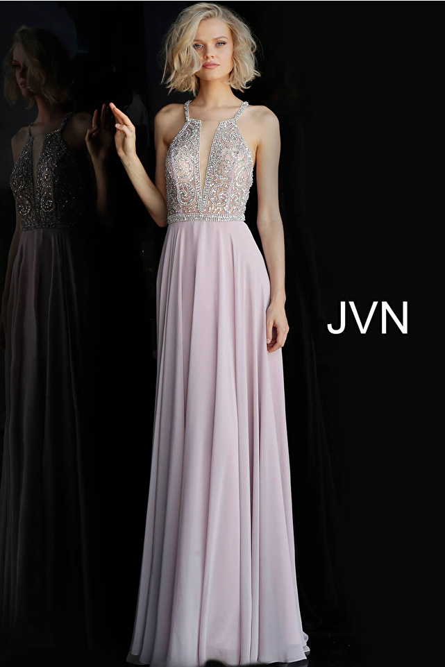 JVN66050 Dusty Lilac Beaded Bodice Prom Dress