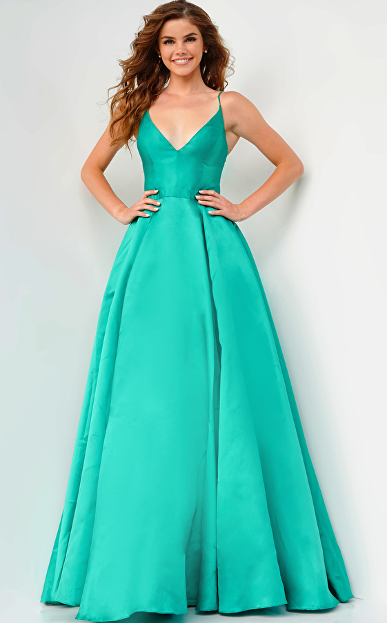  JVN66673 Emerald Spaghetti Straps A Line Prom Dress