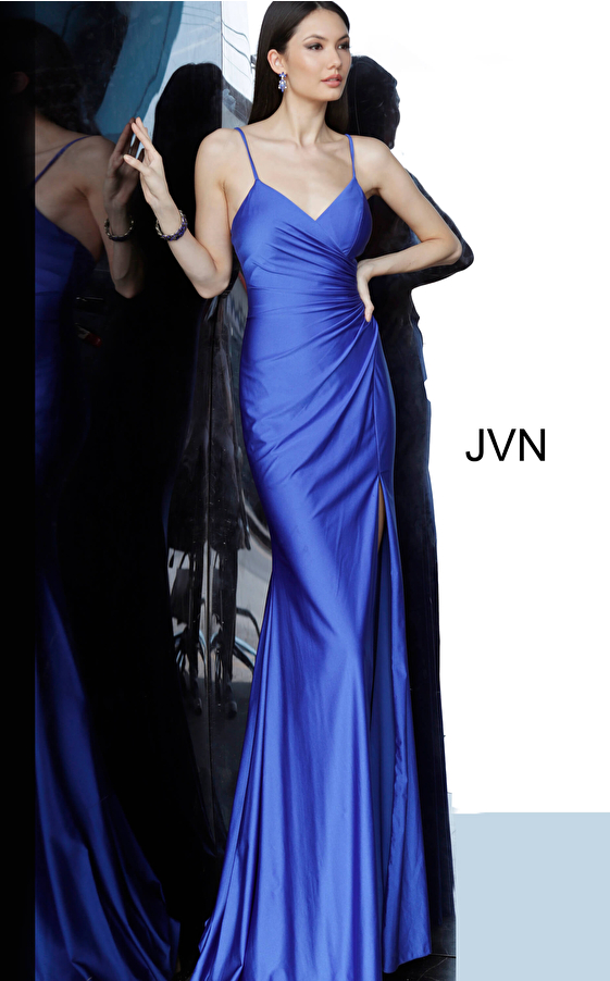 JVN66714 Royal Ruched Bodice Backless Prom Dress