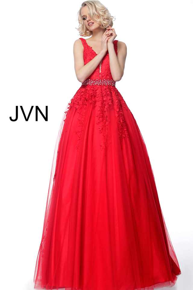  JVN68258 Embellished Belt Prom Ballgown
