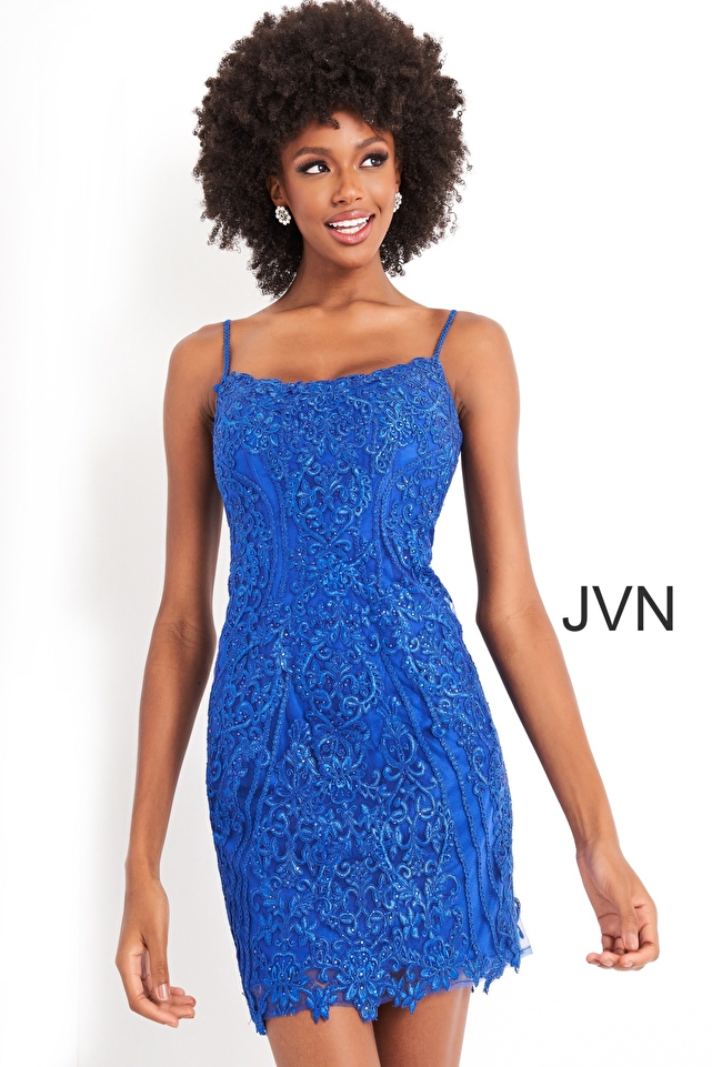 JVN04521 Royal Spaghetti Strap Short Dress