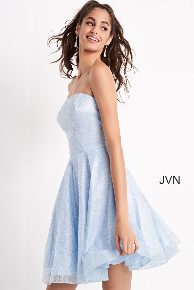 JVN04640 Light Blue Strapless Homecoming Dress