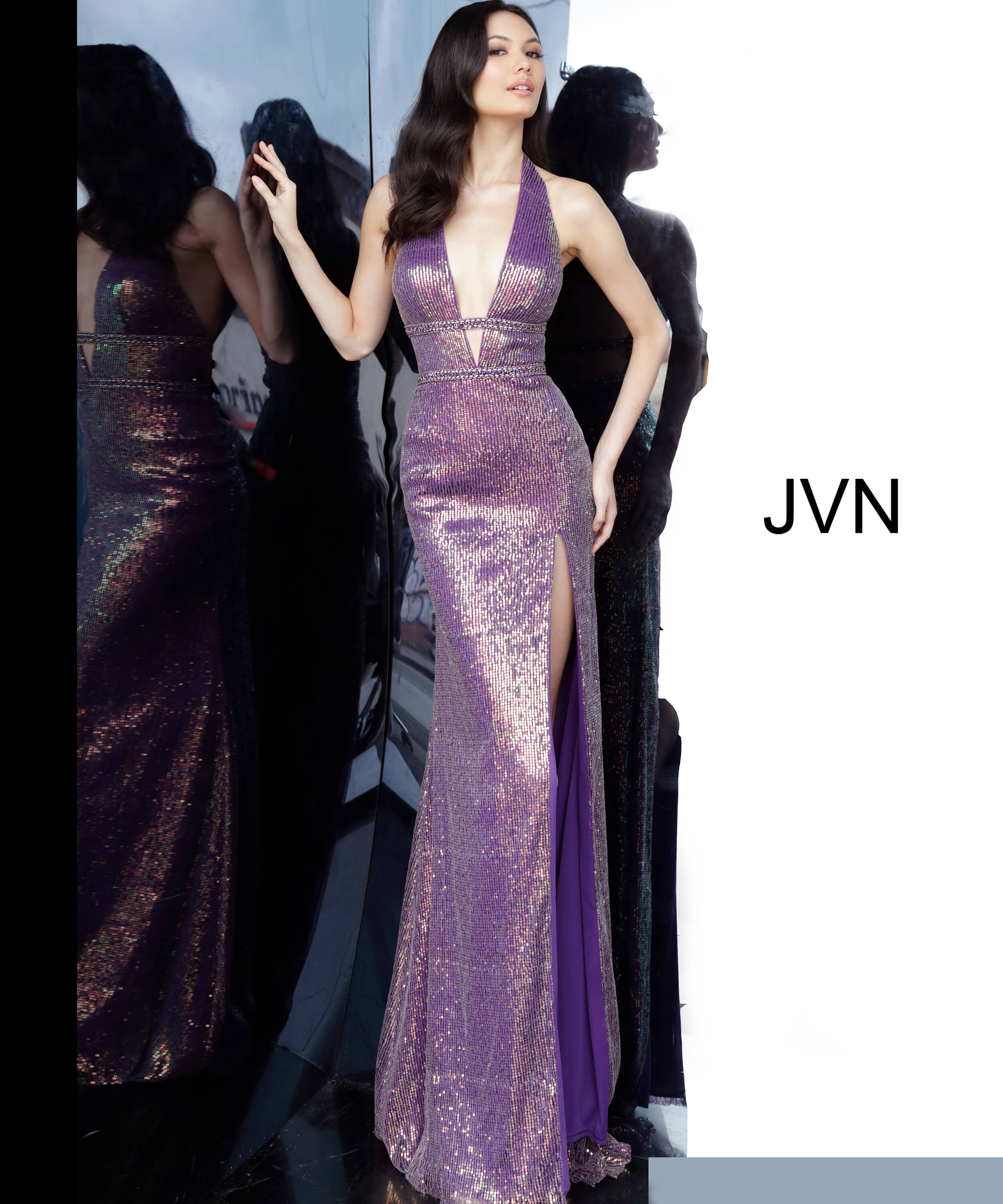 purple silver prom dresses