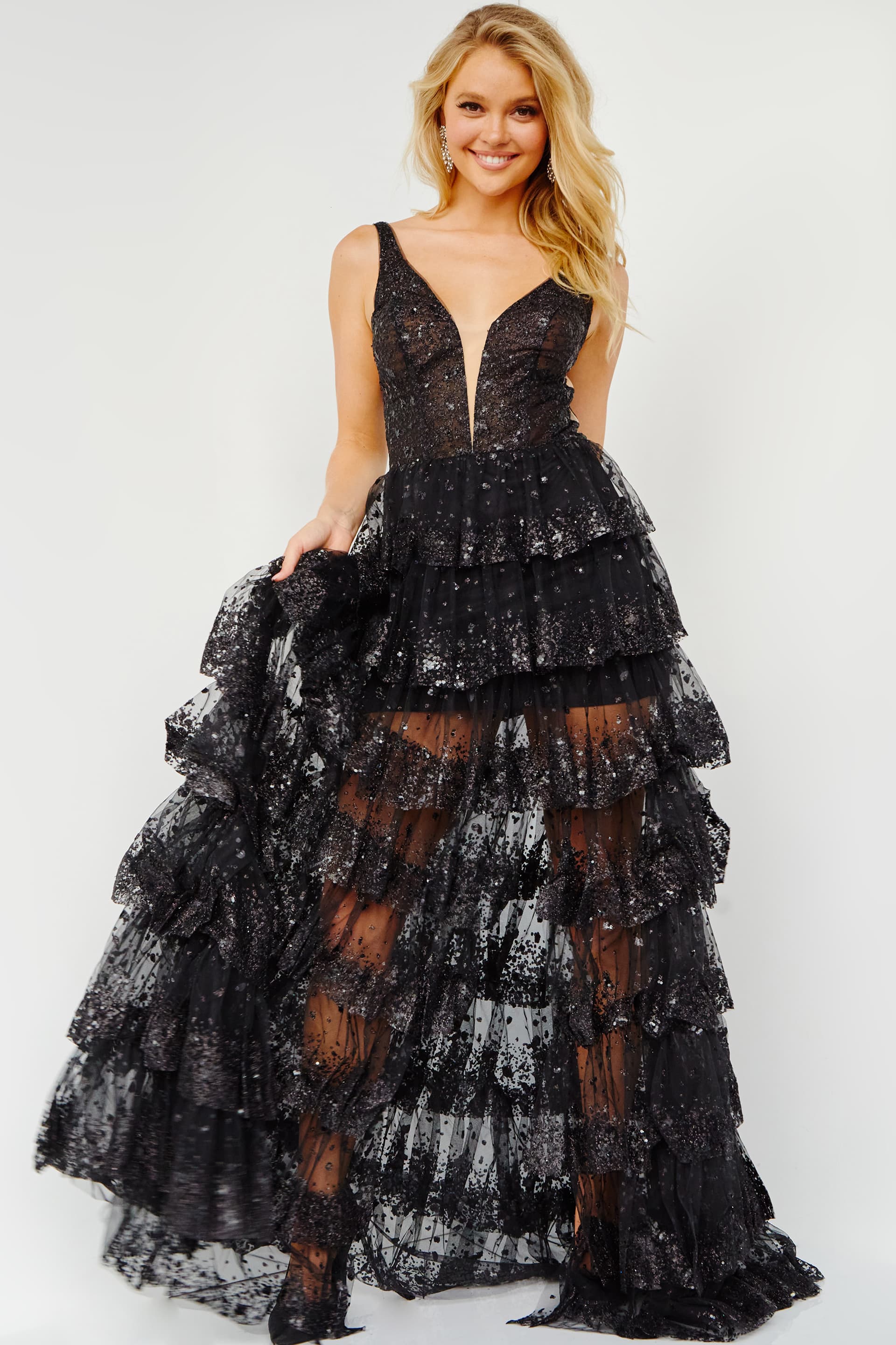 Black A Line Glitter plus size dress