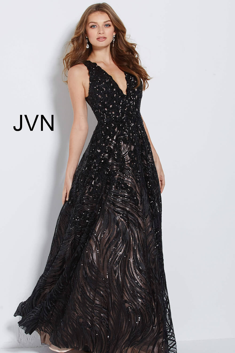 JVN60641 | Black Backless Sleeveless Evening Ballgown