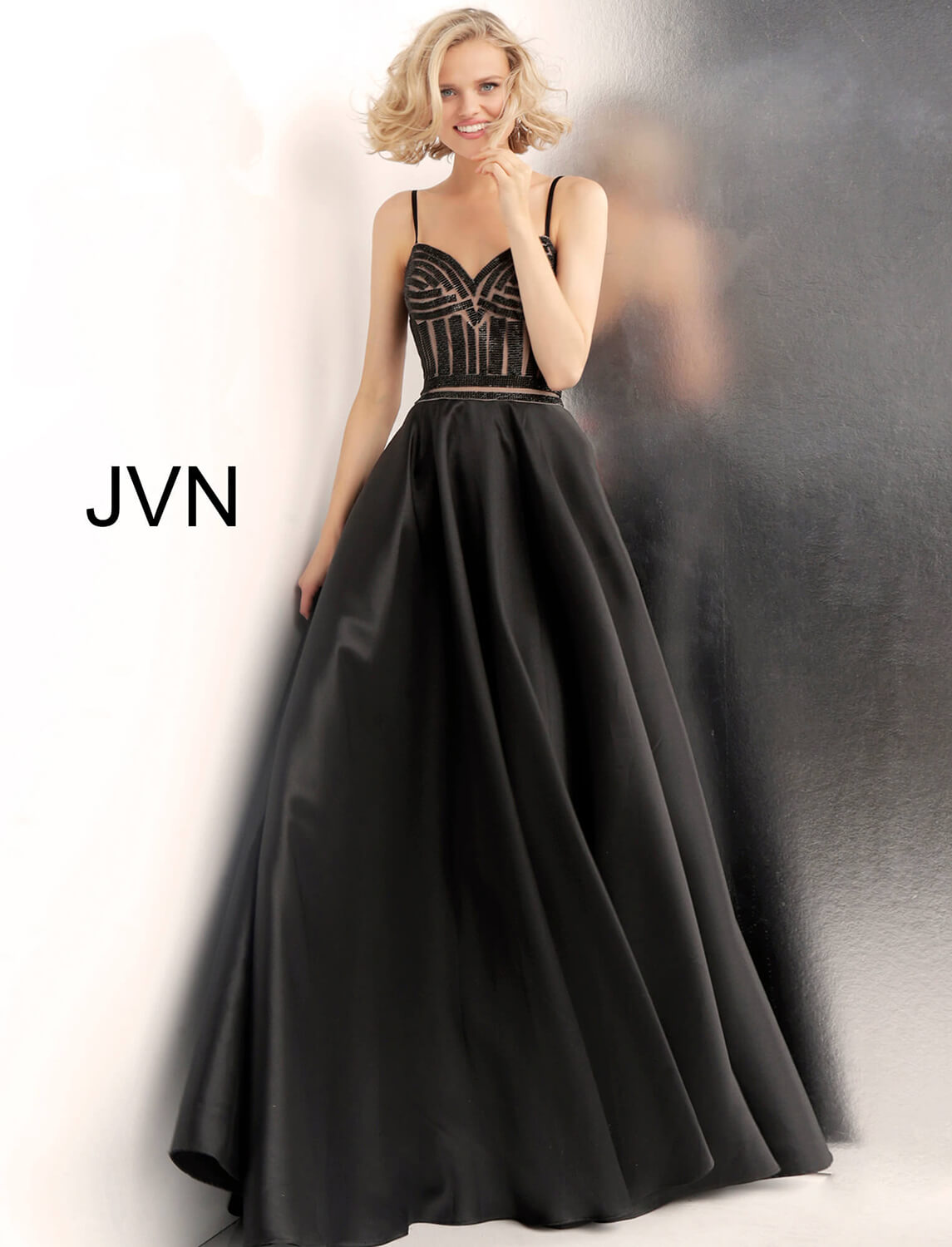 black beaded formal gown
